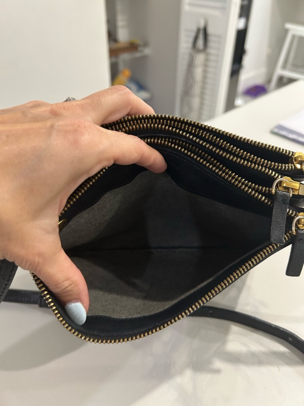 Celine Trio Black Leather Crossbody Bag with Gold Hardware - Picture 8 of 12